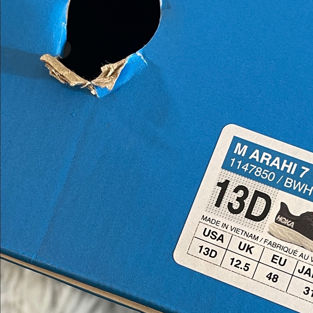 HOKA Men's Arahi 7 Stability Shoe Black & White Size 13D NEW - Picture 13 of 14